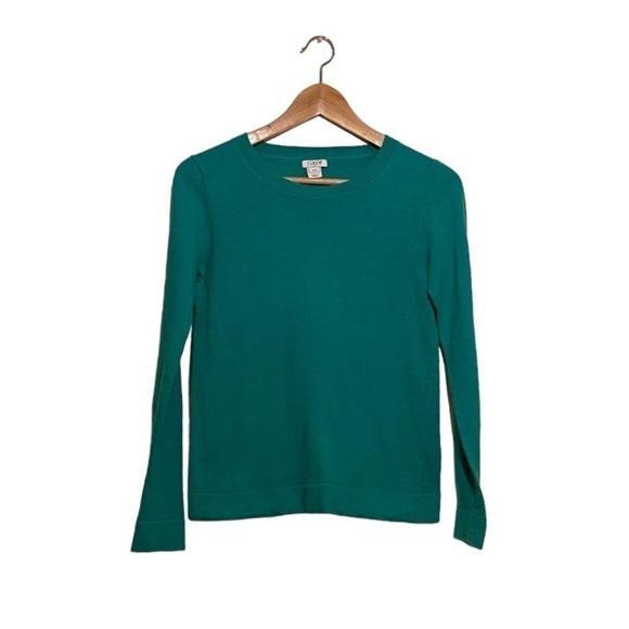 J. Crew cotton blend crew neck green sweater. Size Xxs. - Picture 1 of 8